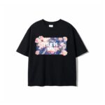 Fier De Moi T-shirt Floral Front Printing Short Sleeve Black