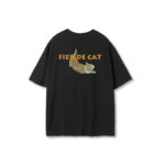 Fier De Moi T-Shirt Stretching Cat Short Sleeve Black
