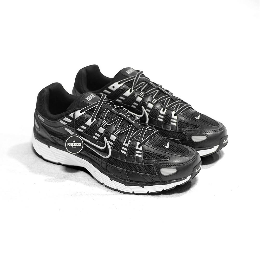 Nike Sport Lifestyle Shoes P-6000 Black White Metallic Silver Mens CD6404 026 Nike P-6000 Black White Metallic Silver Mens CD6404 026 - Image 1