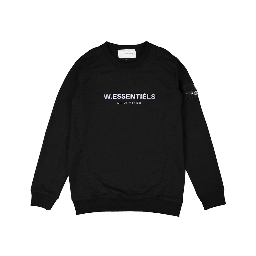 W Essentiels Crewneck Lee Plissement Noir Black 1 W Essentiels Crewneck Lee Plissement Noir Black - Gambar 1