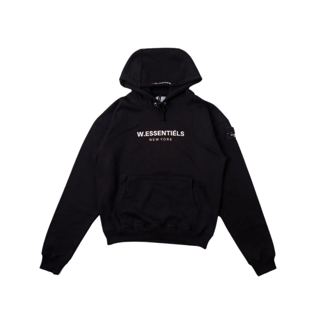 W Essentiles Hoodie Oversize Lee Plissement Noir Black (2) W Essentiles Hoodie Oversize Le Plissement Noir Black - Gambar 1