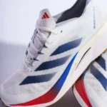 Adidas Adizero Boston 12 Core White Dark Blue Pure Ruby Mens JI4476 - Gambar 5
