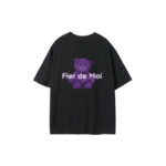 Fier De Moi T-Shirt Purple Bear White Logo Short Sleeve Black