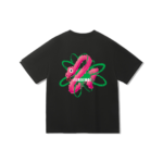 Fier De Moi T-Shirt Snake Coiling Flower Short Sleeve Black