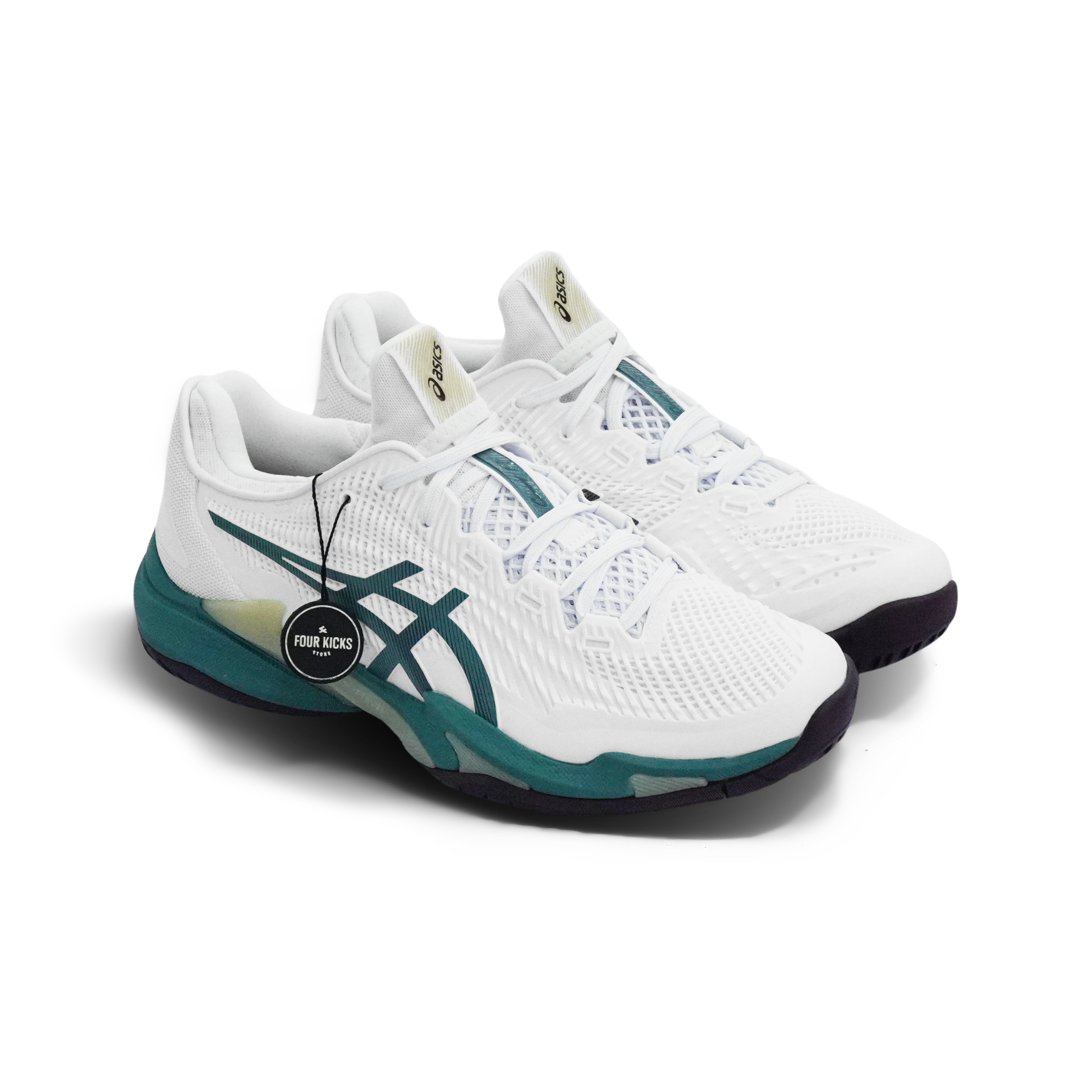 Asics Tennis Padel Shoes Court FF 3 White Foggy Teal Mens 1041A370 107 (1) Asics Court FF 3 White Foggy Teal Mens 1041A370 107 - Gambar 1