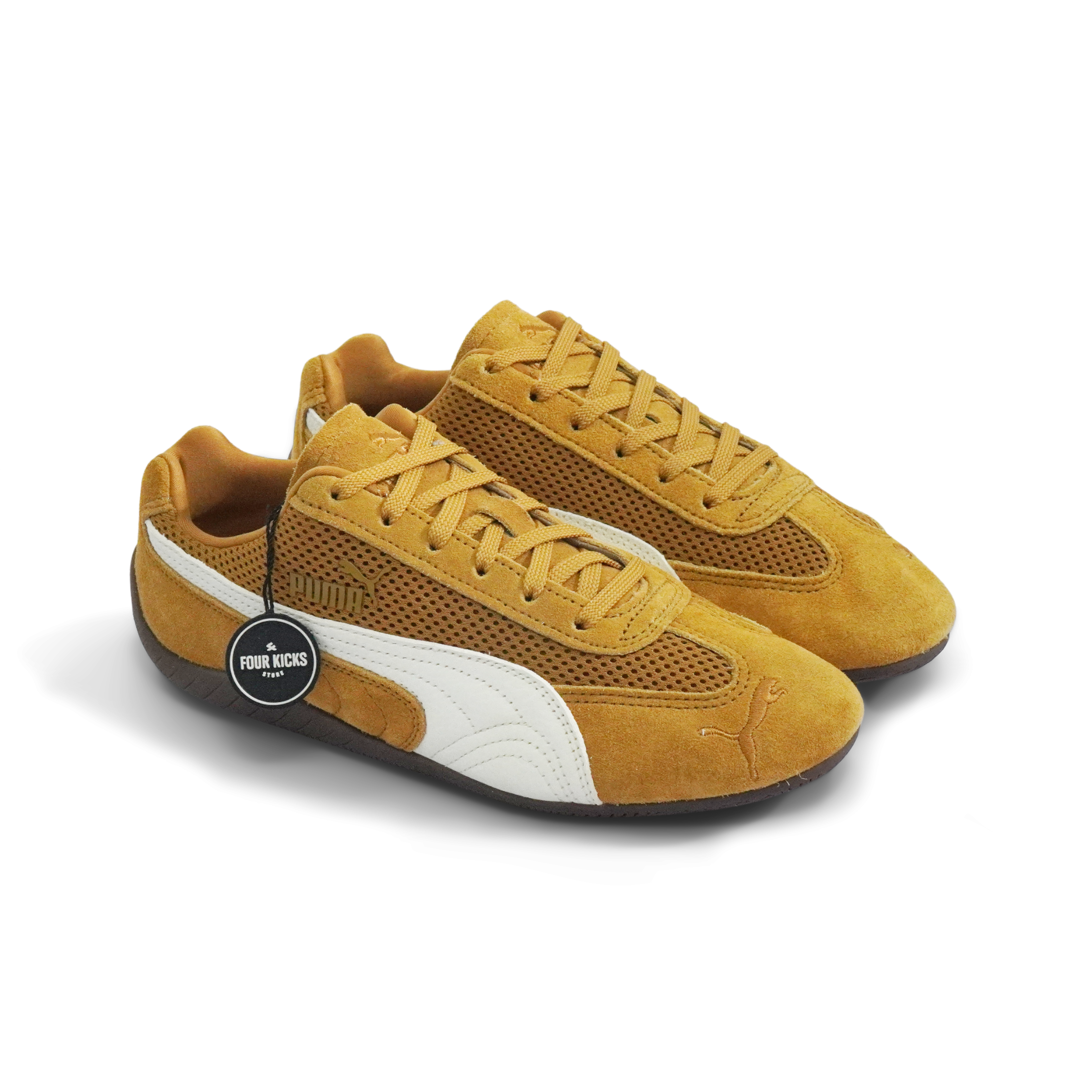 Puma Lifestyle Shoes Speedcat Mesh Authentic Gold Gum Unisex 404370 05 (2) Puma Speedcat Mesh Authentic Gold Gum Unisex 404370 05 - Gambar 1