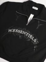 W Essentiels Jacket Half Zip Colibri Washed Noir Black - Gambar 4