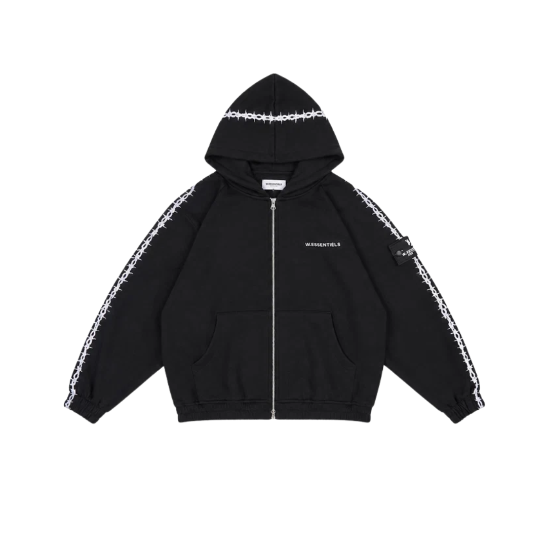 W.Essentiels Gregoire Zip Hoodie WApplique Black W Essentiels Hoodie Zip Gregoire W / Applique Noir Black - Gambar 1